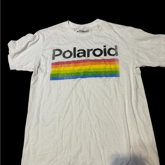 Polaroid White Shirt with Rainbow Stripes - Picture 1 of 5